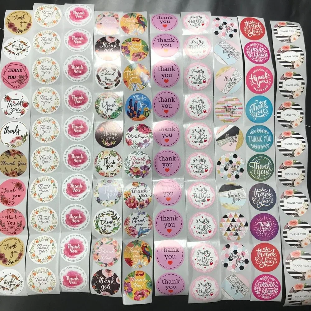10 thank you sicker rolls 500 stickers per roll
